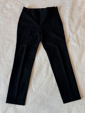 Talbots Pants Women’s Black Chatham Ankle Side Zip Flat Front Cotton Stretch 8